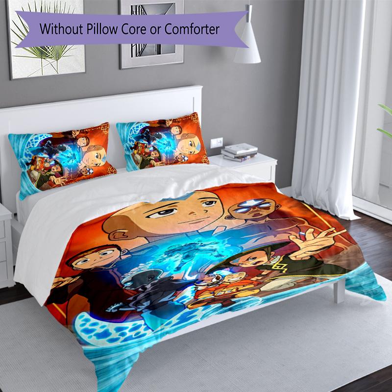 3pcs Avatar The Last Airbender Pattern Bedding Set Duvet Cover Set Includes Duvet Cover &pillowcases, Perfect All Season Bedroom Decoration & Gift