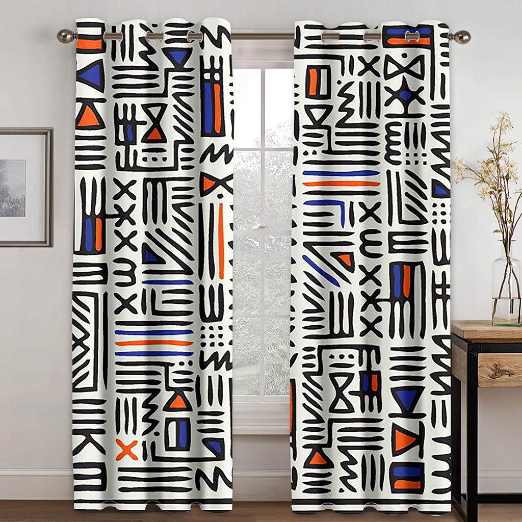 Black White Rune Stripe SimplicityLuxury Window Panel Drapes in Children Bedroom Space Living Room Hall Treatments Kitchen Decor Drapes Blinds