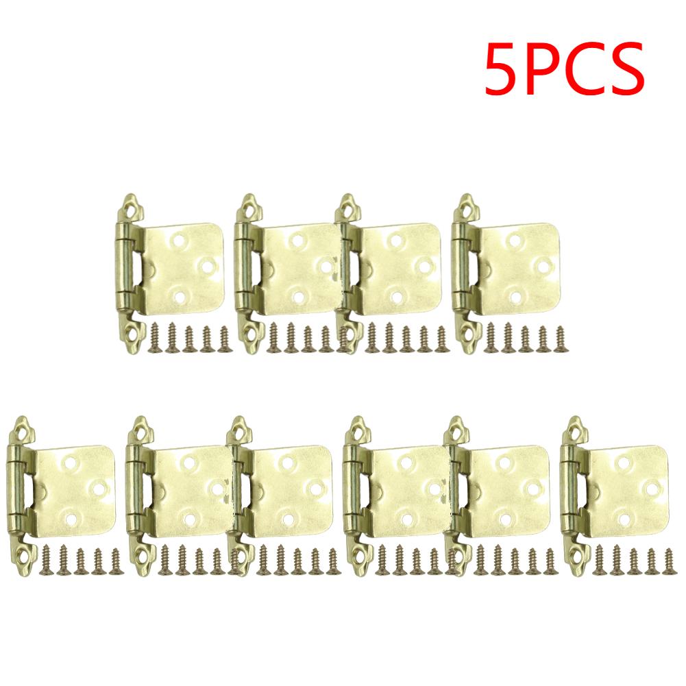 2Pcs Self Closing Door Hinge with Screws Overlay Flush Cabinet Hinges for 1/2In American Cupboard Door