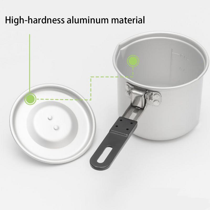 Outdoor Camping Pot 700ml Aluminum Alloy Stockpot With Handle Lightweight Design Cooking Tool For Hiking Camping Picnic Barbecue