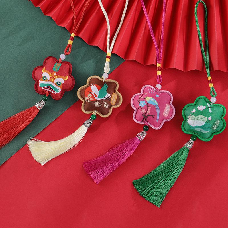Chinese Brocade Tassel Sachet: New Year Charm Pendant with Ancient Style Scent
