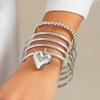 Bracelet Simple Love Heart Pendant Bracelet Set, Exaggerated Metal Beads Stacked To Wear Jewelry
