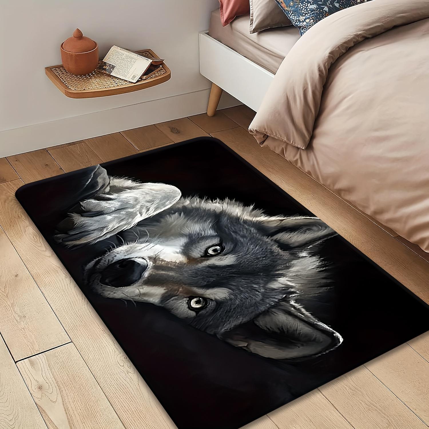 

Gray Wolf Pattern Rectangular Area Rug, Non-Slip Washable Floor Mat for Kitchen & Hallway, Indoor Outdoor Entrance Doormat 40x60cm