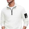 Men's Fleece Half-Zip Plaid Stand Collar Pullover Hoodie Jacket