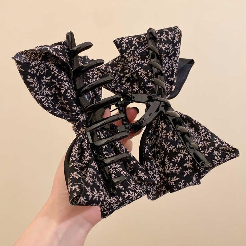 1pc Elegant Floral Bow Clip, New Retro Autumn and Winter Style, Shark Clip Hair Clip Headband At the Back of the Head