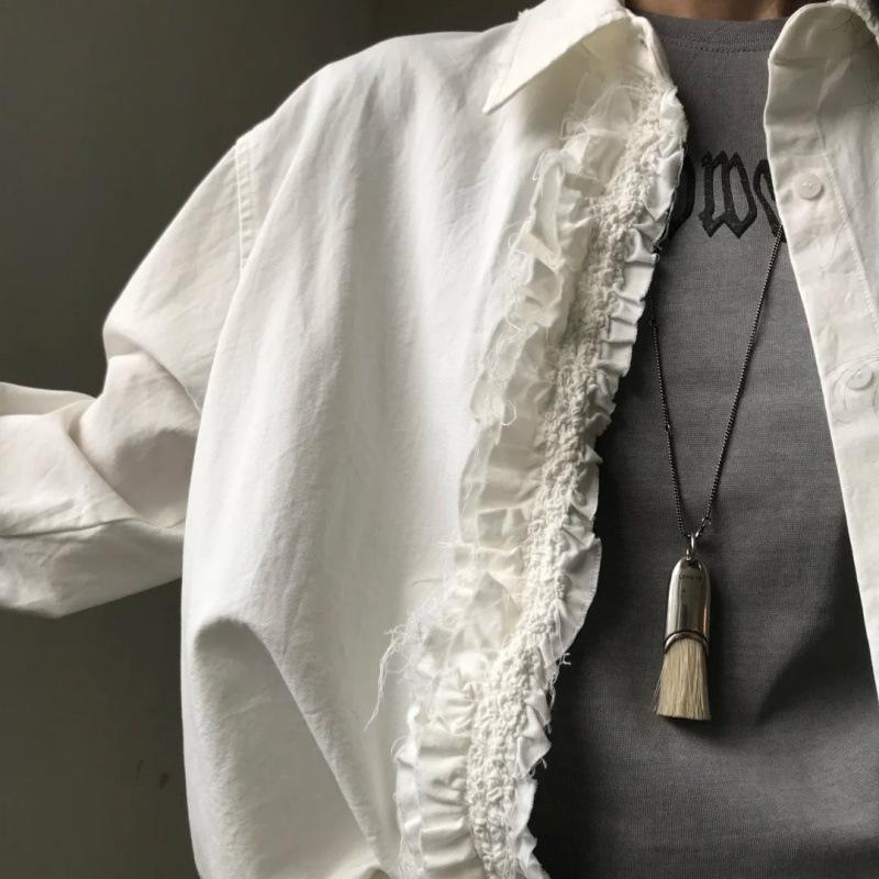 Korean Cha Jingyuan Style Tassel Necklace with Brush Pendant – Elegant, Niche Design, Long Chain for Sweaters