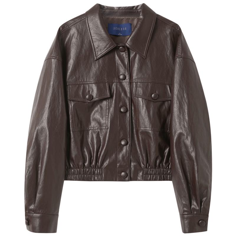 

Sancai Women s Loose Fit PU Leather Jacket XS