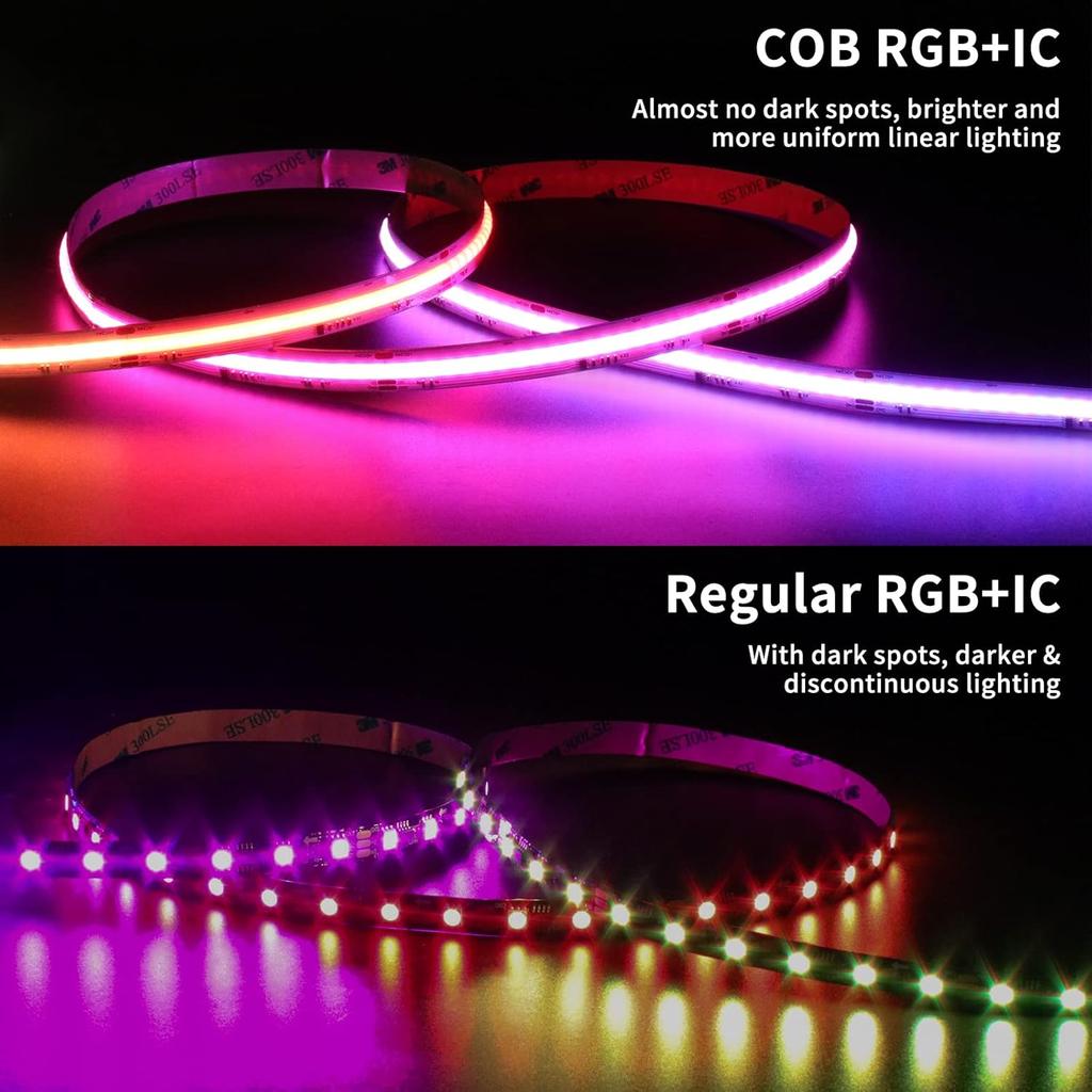 RGB WS2811 IC COB LED Strip Lights 18ft,DC12V Addressable Chasing Color RGB LED Lights,Multicolored Flexible Strips for Party, Decoration, Home DIY