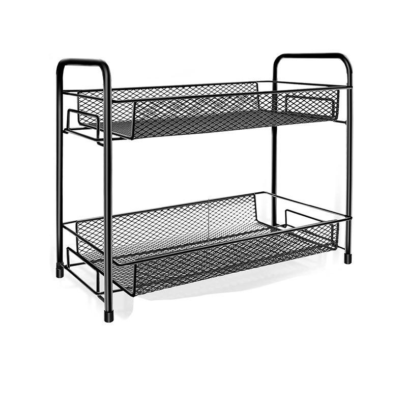 Kitchen spice storage rack, double-layer cabinet storage rack, home use without drilling
