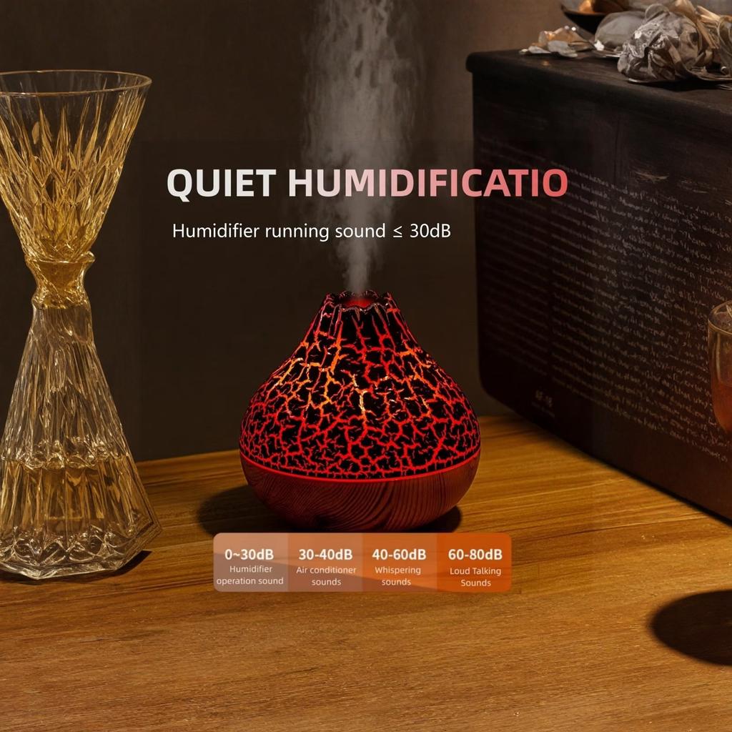 Volcano Humidifier USB Simulation Flame 7 Color Light for Bedroom