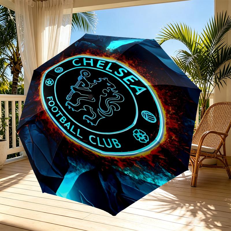 Parasol z nadrukiem Chelsea F.C. Automatyczne otwieranie i zamykanie, Przenośny składany parasol, na zewnątrz, do dojazdów, na wycieczkę kempingową, Idealny prezent urodzinowy
