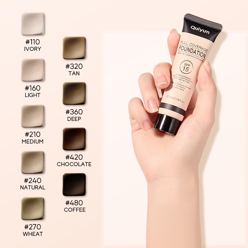 Quiyum Full Coverage Foundation 30ml - Concealing, Brightening, Natural & Lightweight