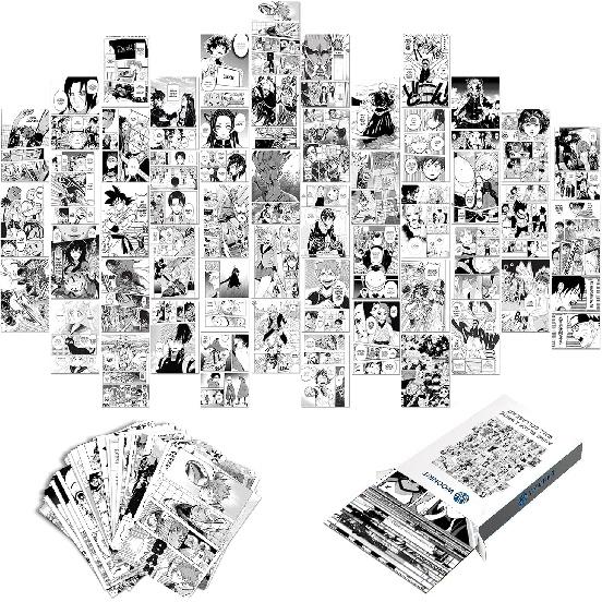 WOONKIT Anime Posters Pack - 50PCS 4X6 INCH MHA Anime Wall Collage Kit for Bedroom Wall, Dorm Decor, Teen Room Aesthetic