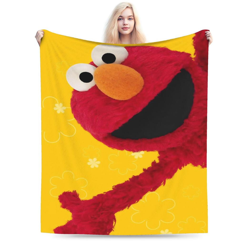 Sesame Street Cartoon Fleece Throw Blanket Elmo Abby Blankets for Home Office Warm Bedding Throws