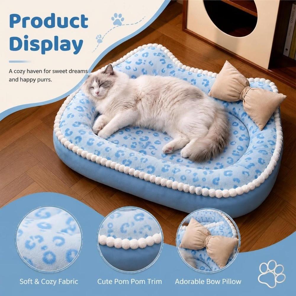 Leopard-print Cat Dog Sofa Bed Four Seasons Cat Sleeping Mat Pet Cushion Bed Pet Sleeping