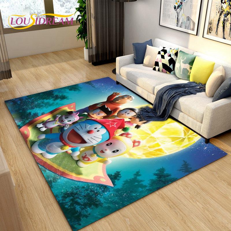 Doraemon Japanese Anime Cartoon Area Rug,Carpet Rug for Living Room Bedroom Sofa Doormat Decoration, Kid Play Non-slip Floor Mat
