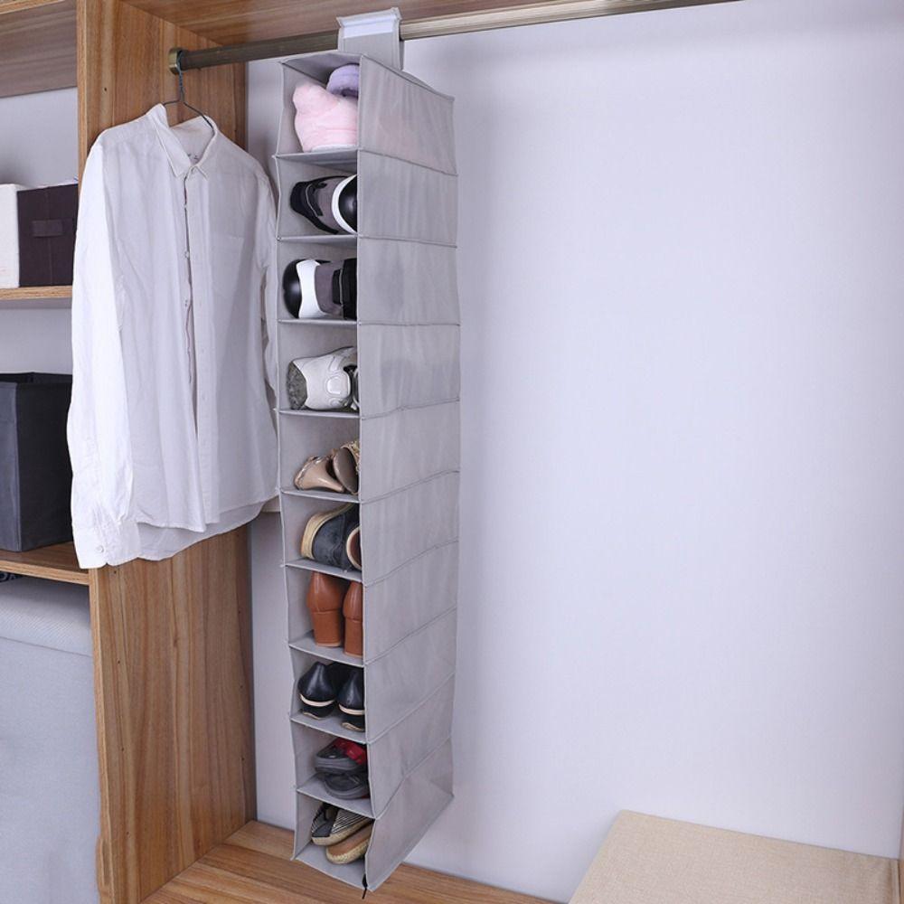 10 Grids 10 Layer Hanging Bag Clear Sundry Hanger Pouch Sorting Shoe Storage Rack  Wardrobe