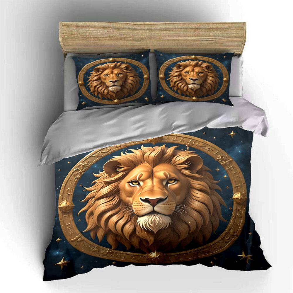 Majestic Lion's Celestial Glow Bedding Sets Duvet Covers Pillowcases(1* Duvet Cover 2* Pillowcases Without Duvet Insert)