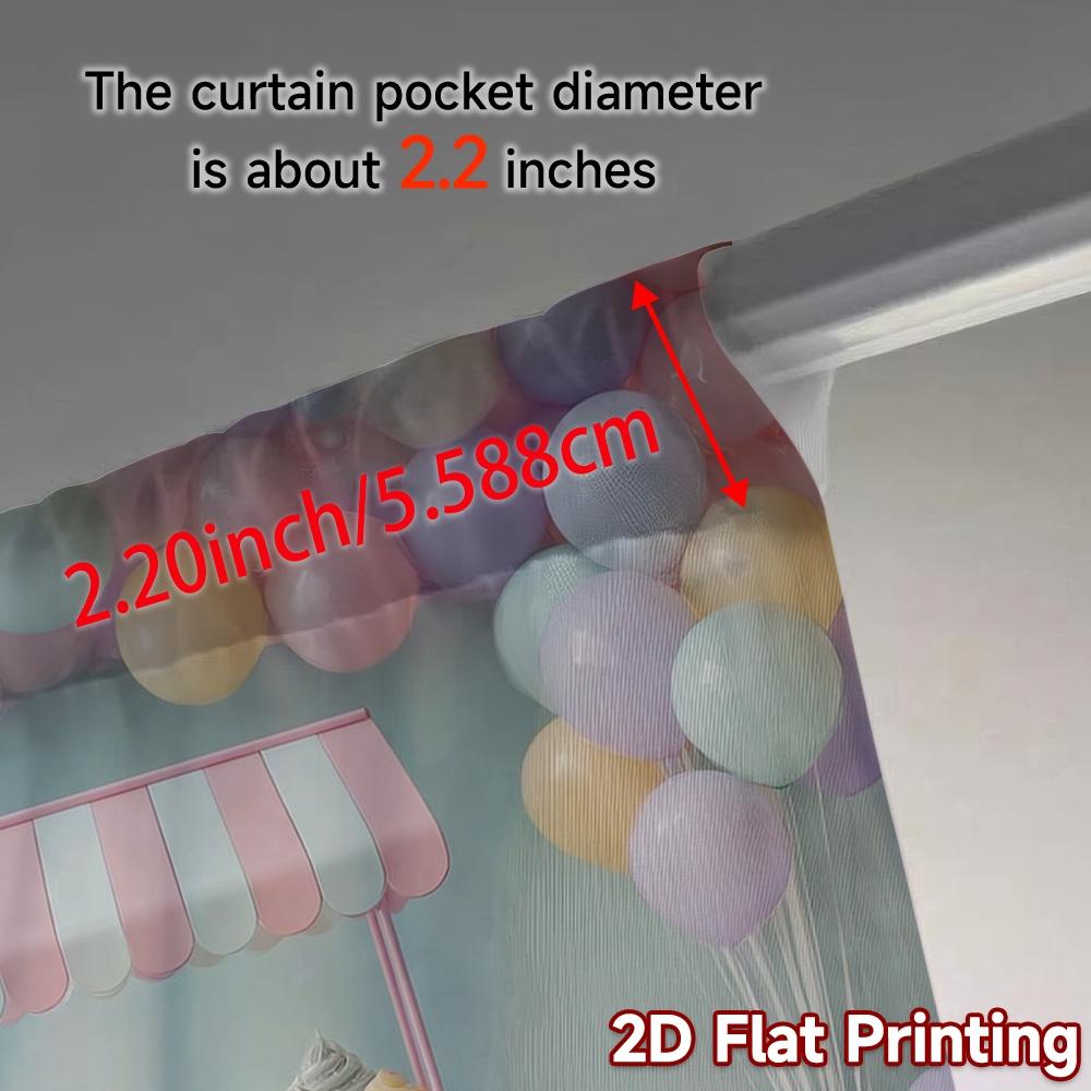 2pcs, 2D FLAT PRINTING Curtains (Without Rod) Sweet Pastel Cart Modern Creative Curtains Prints Light Filtering Curtains Home