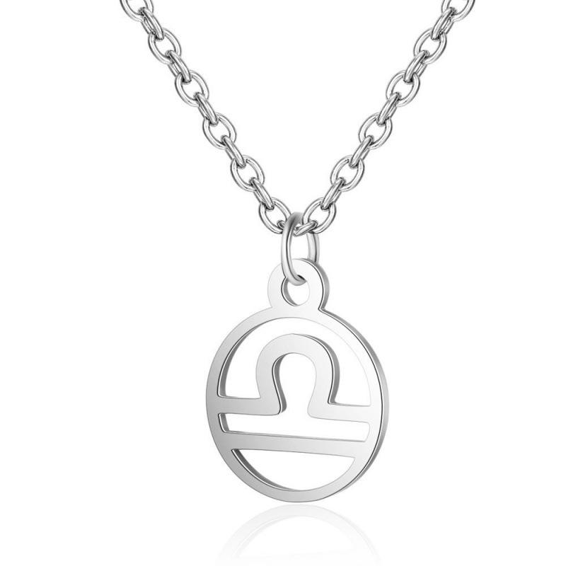 Stainless Steel Zodiac Pendant Necklace with Thin Chain