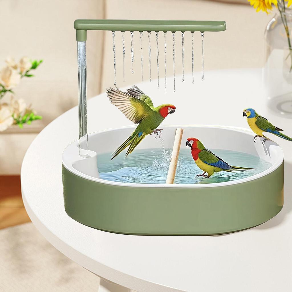 Parrot Bathtub Bird Automatic Bath Shower with Circulating Faucet Pond Fountain Water for Lovebird Cockatiel Finches Cockatoo