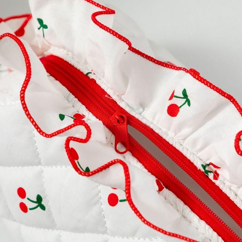 with Zipper Cherry Cosmetic Bag Large Capacity Toiletry Organizer Sweet Cherry Makeup Bag  Travel