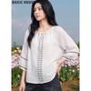 Basic House Women's Ramie 3/4 Sleeve Sun Protection Blouse