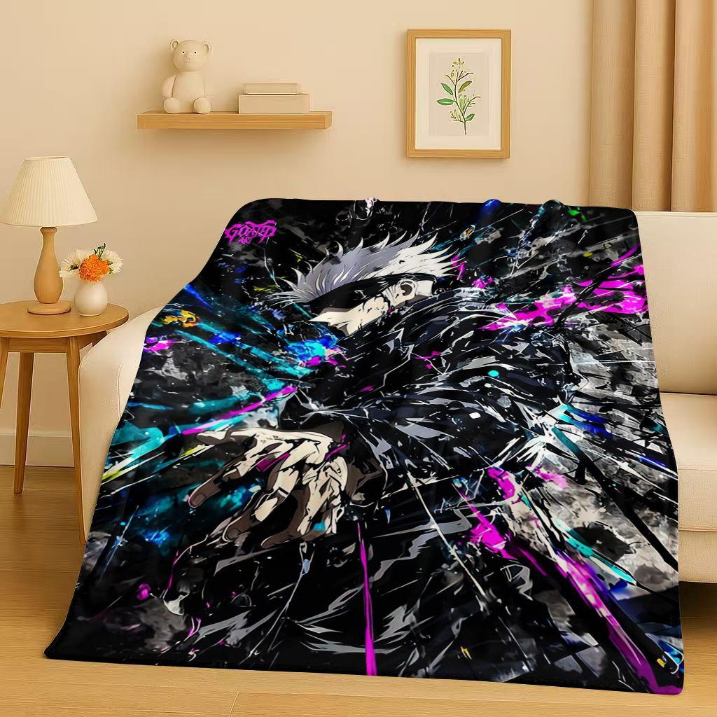 Anime Jujutsu Kaisen Cartoon Itadori Yuj Flanelldecke, Ultraweiche Warme Plüschdecke für Zuhause Schlafzimmer Bett Sofa Abdeckung Kindergeschenk