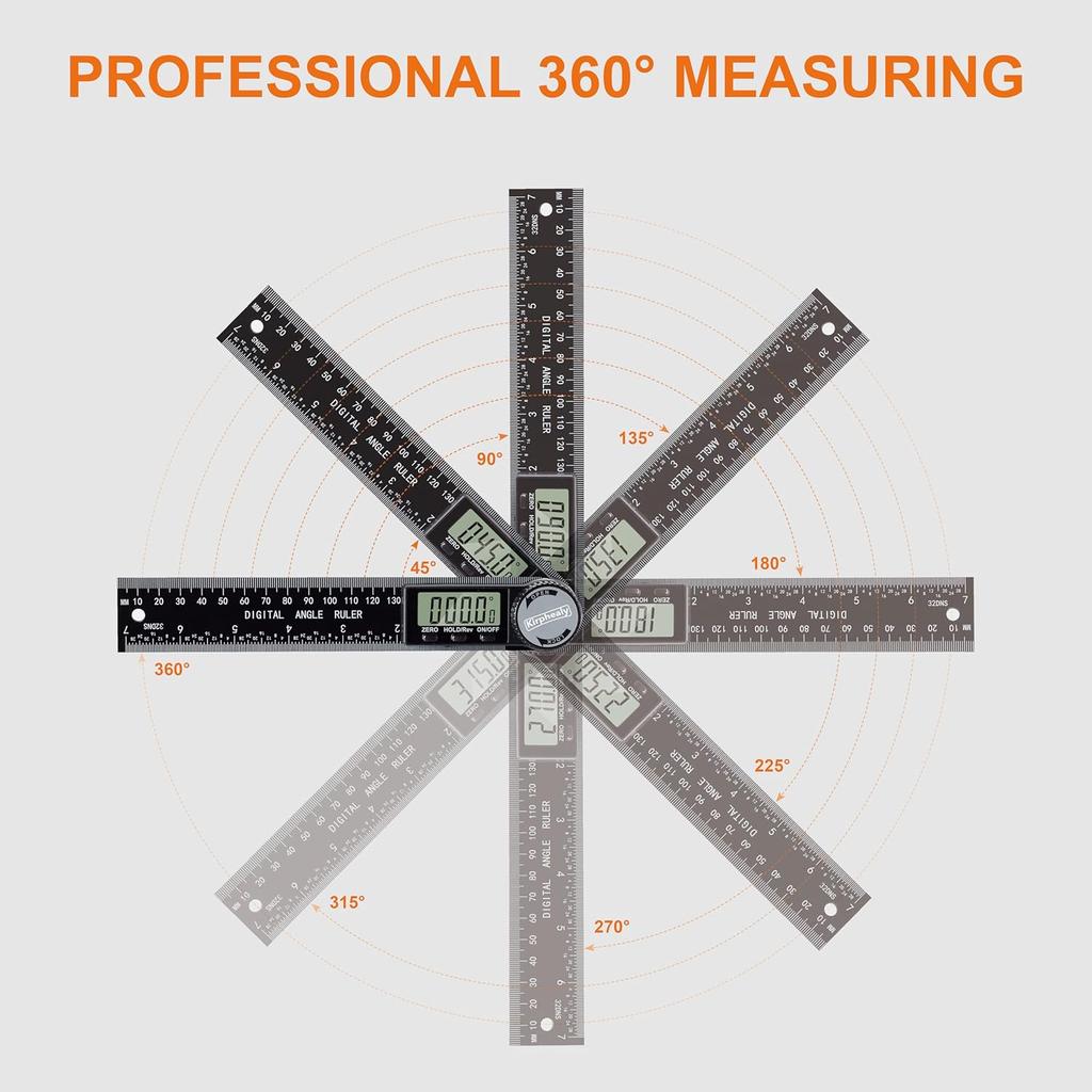 Digital Angle Finder Protractor, 7inch 200mm Angle Gauge Professional Measuring Tool, Third Generation Adjustable Angle Ruler, Quick Display for