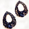 Elegant Women Vintage Style Fashion Blue Rhinestone Dangle Ear Stud Earrings Jewelry Water Droplets