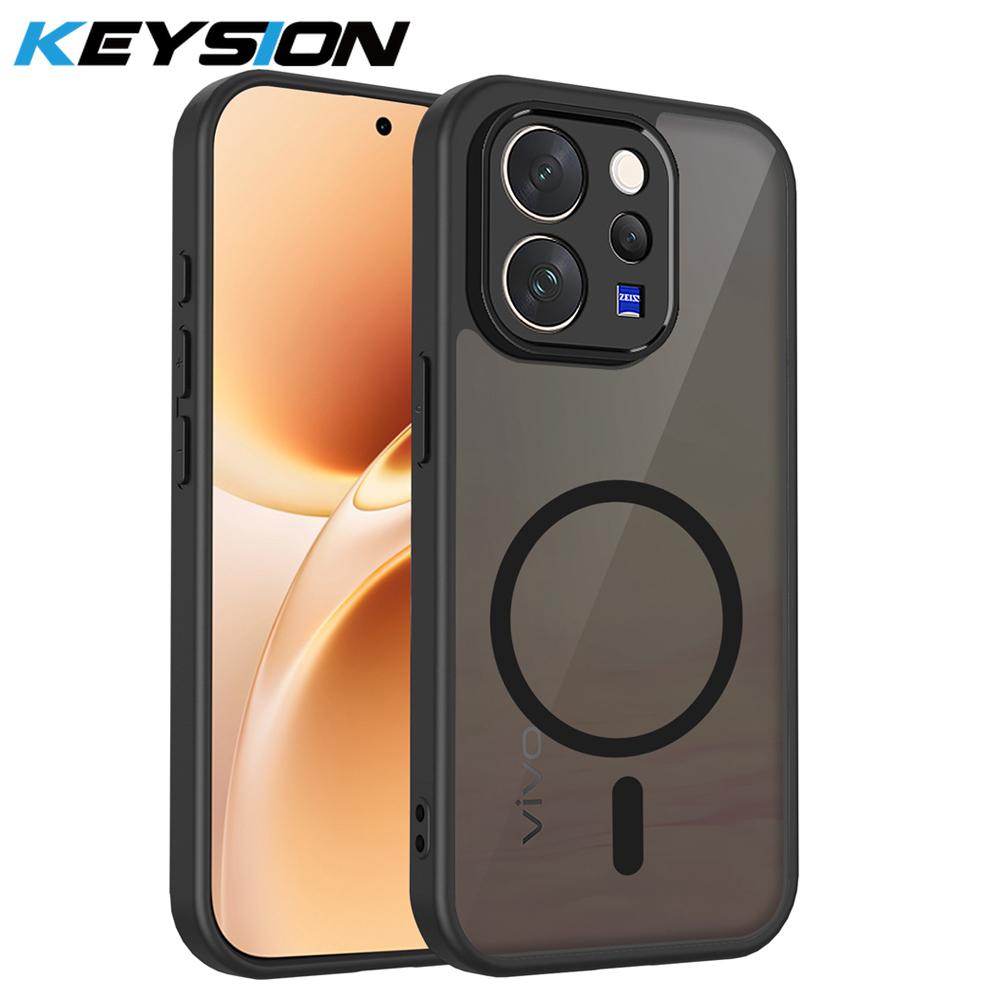 

KEYSION Магнитный чехол для телефона для VIVO V70 5G Мягкий силикон+ПК Матовый полупрозрачный черный Ударопрочная задняя крышка для VIVO V70 for VIVO V70 чёрный