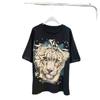 Women's Heavy Industry Tiger Diamond Embossed T-shirt with Short Sleeves Round Neck and Loose Top