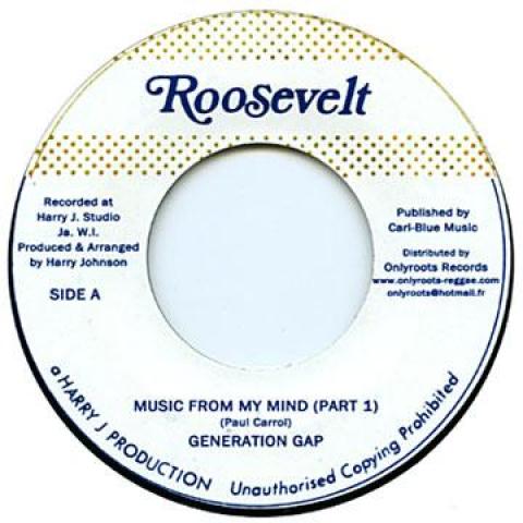 

7inch Record GENERATION GAP - Music From My Mind (Part 1) / (Part OR14 Roosevelt/Onlyr 2012 France Reggae, Ska & Dub Used