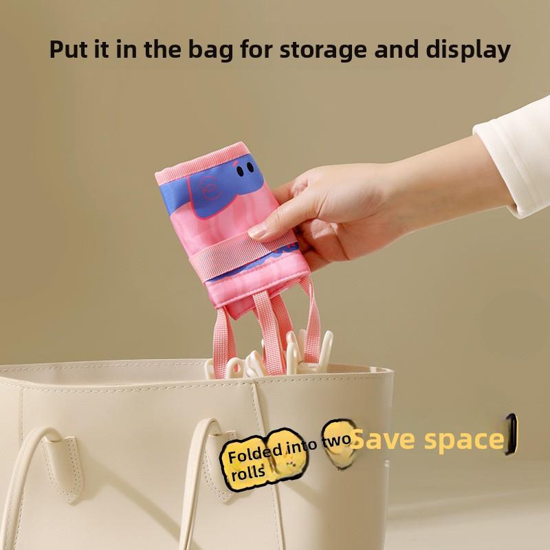 Travel Clothes Hanger with Folding Straps and Clips, Seamless and Anti-slip Inner Pants and Socks, Drying Fabric Clothes Rack
