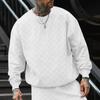 Men's Autumn and Winter Heavy Jacquard Checkerboard Checkerboard T-shirt Men's T-shirt Round Neck Casual Bottoming Shirt Knitted Long-sleeved T-shirt