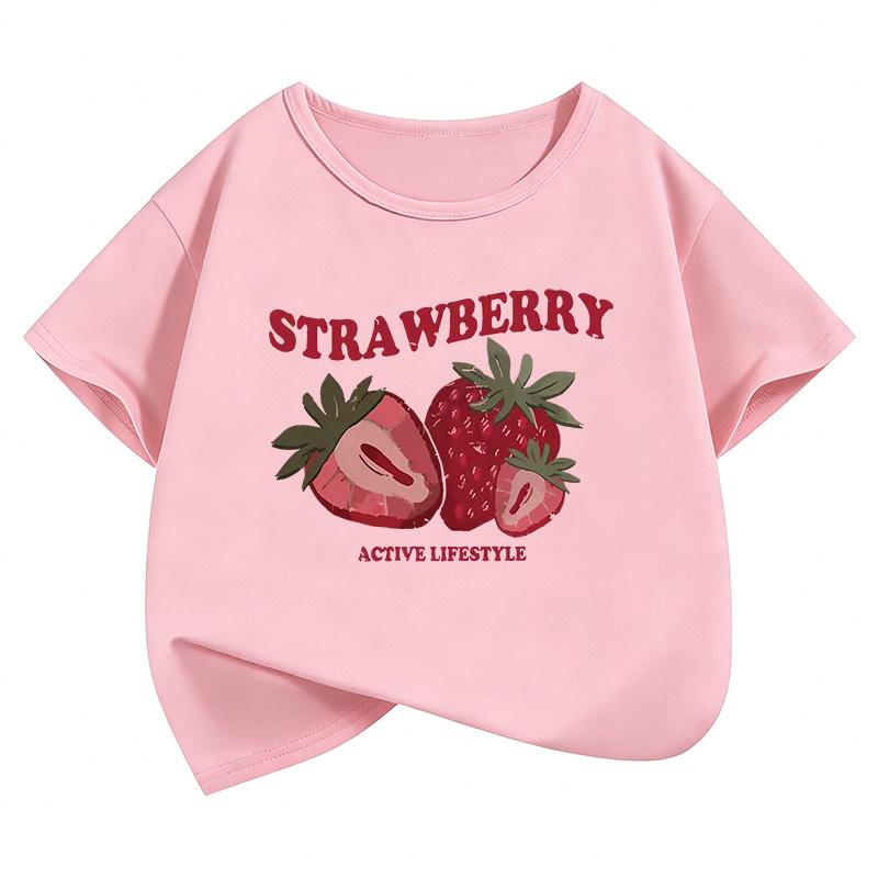 Y2k Strawberry Funny T Shirts 90s Short Sleeve Kids Childrens Tshirt Boys Girls Summer Spring Casual Top Tee Shirt