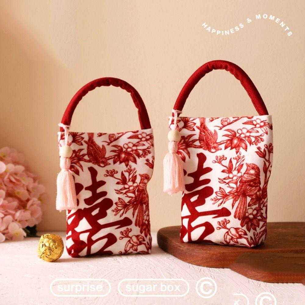 Korean Style Wrist Hand Bag Butterfly Orchid Flower Pendant Wedding Candy Bag New Year