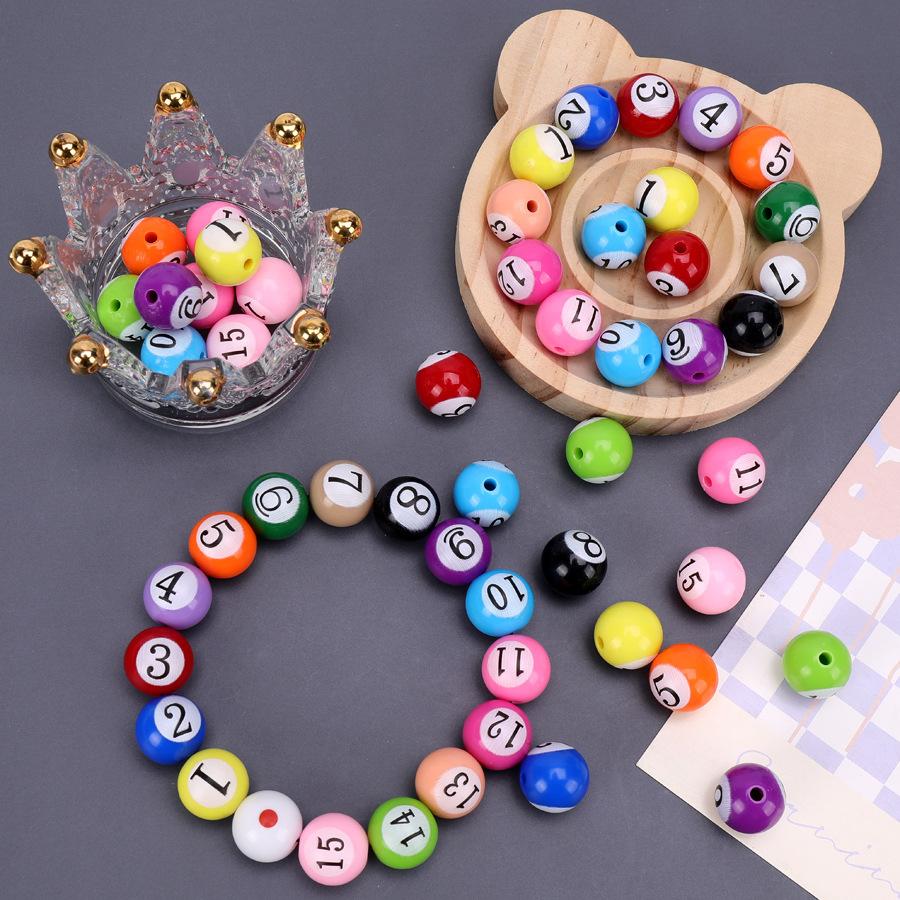 16mm Farbe Billardkugel Loch Acryl Armband DIY Schmuck In Arbeit Handgemachte Accessoires Runde Perlen Lose Perlen