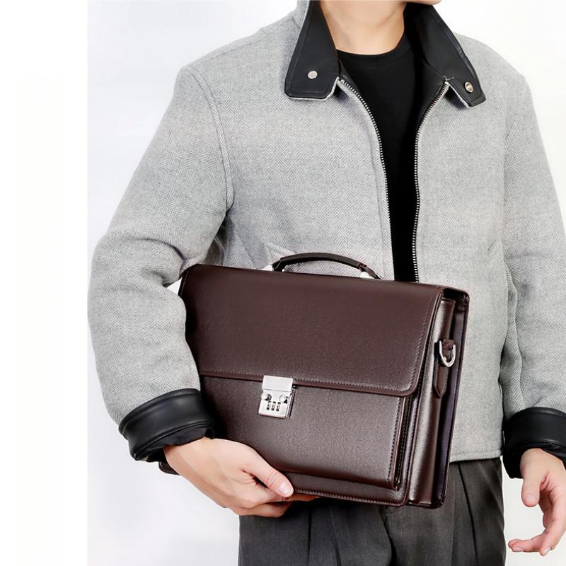 Heren Computer Draagbare Wachtwoordvergrendeling Tas met Meerdere Vakken Waterdicht Grote Capaciteit Geavanceerde Slijtvaste Crossbody Aktetas