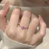 Xiaohongshu Fashion Purple Gem Clover Necklace & Exquisite Open Ring for Women