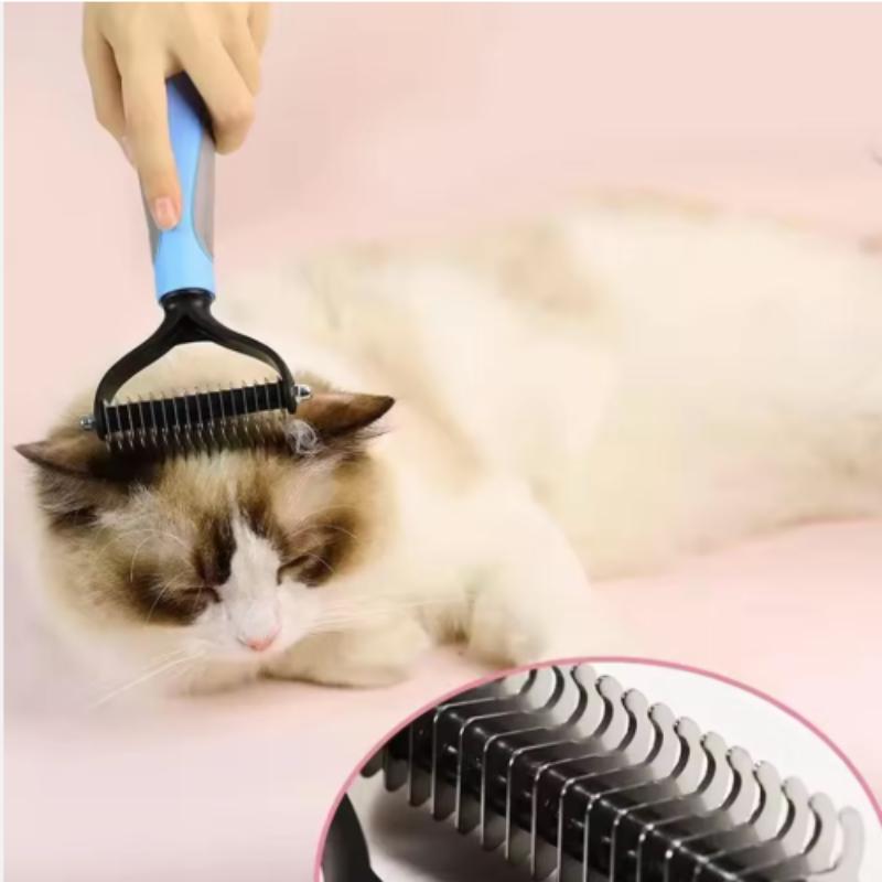 Double Sided Stainless Steel Pet Deshedding Brush Dog Grooming Comb for Shedding And Dematting - Efficient Pet Care Tool