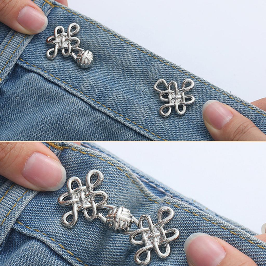 Chinese Knot Waist Tightening Clip Metal 3/6Set Adjustable Plating Pin for Loose Pants and Jeans Waist Fitness Extenders
