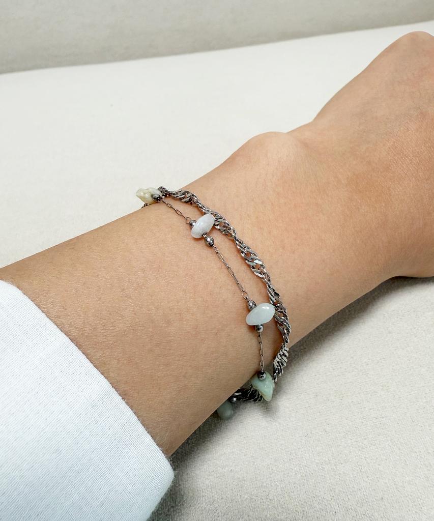 Monoflux Drift Stone Wave Double Chain Bracelet