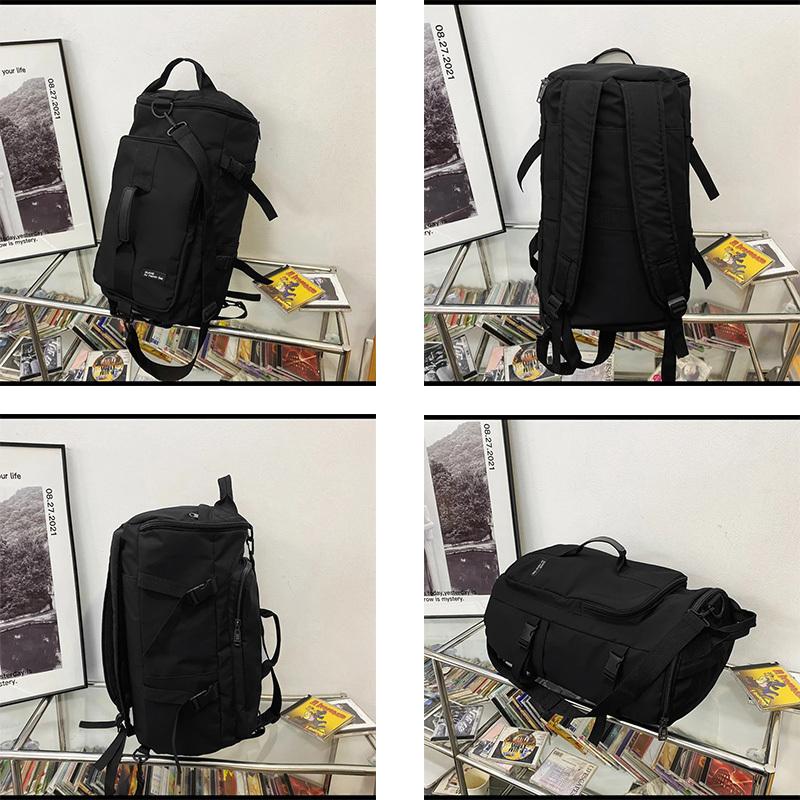 Gym Travel Backpack Black Round Bag for Men Women Casual Outdoor Sports Shoulder Crossbody Bag Training itness Weekender Duffel
