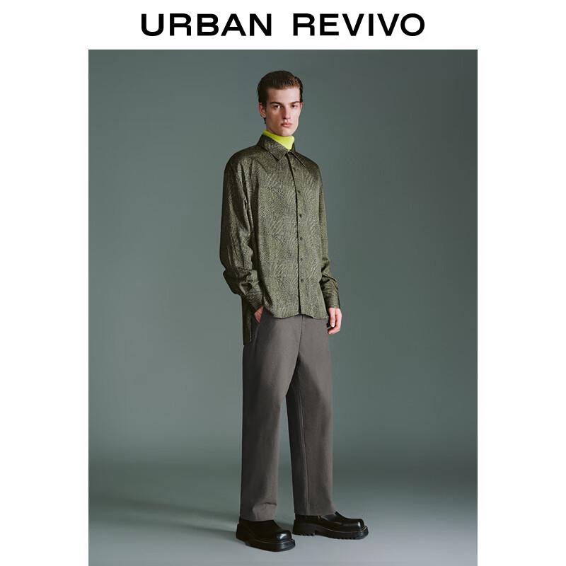 UR 2025 Spring Men's Oversized Asymmetric Printed Shirt