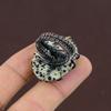 Dalmatian Obsidian Handmade Copper Wire Wrap Jewelry Ring Size 8 q4W86