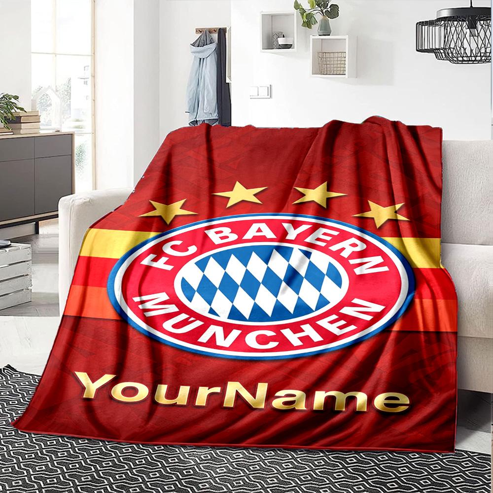 Bayern Munich Customize Text Blanket Throw Customizable Blanket Warmthful Decor Perfect for Bed Seaside Office Chair Couch Four Seasons Multipurpose