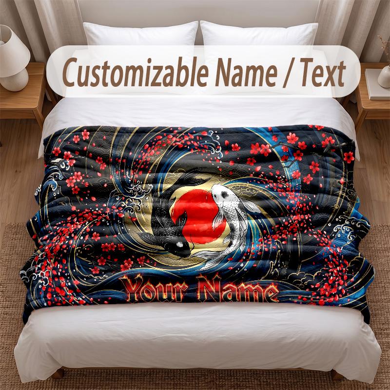 Music General Theme Soft Blanket Personalized Custom Name Text Print Warm Blanket Home Sofa Bedroom Decor
