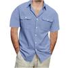 Men's Short Sleeve Button-Down Shirt with Dual Chest Pockets Casual Breathable Collared Top