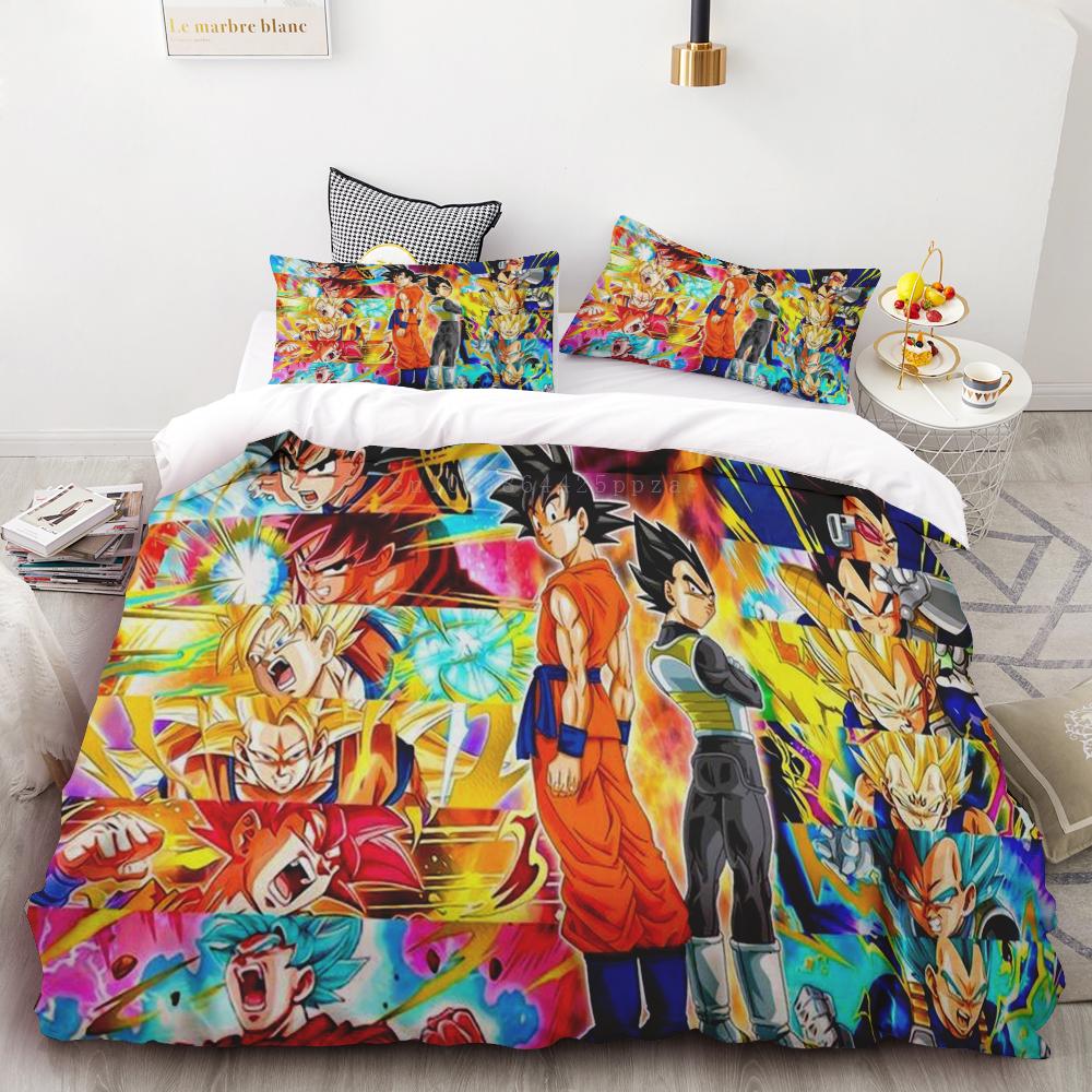 Paplanhuzat Új Dragon Ball Paplanhuzat Szett Szuper Saiyan Ágynemű Szett Anime Rajzfilm Ágy Hálószoba Otthon Gyerekek Gyerekek Fiúk Ajándékok